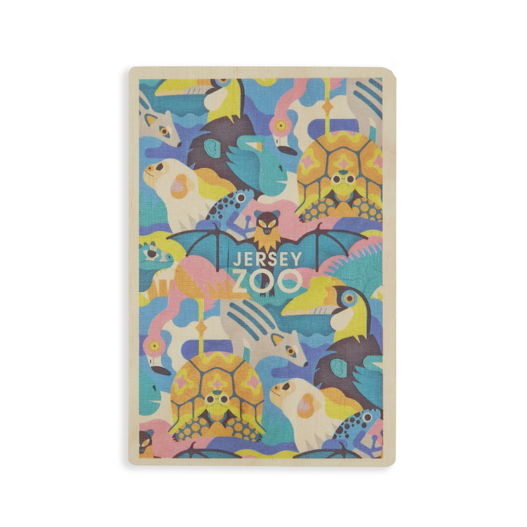 Jersey Zoo Pattern Wooden Postcard
