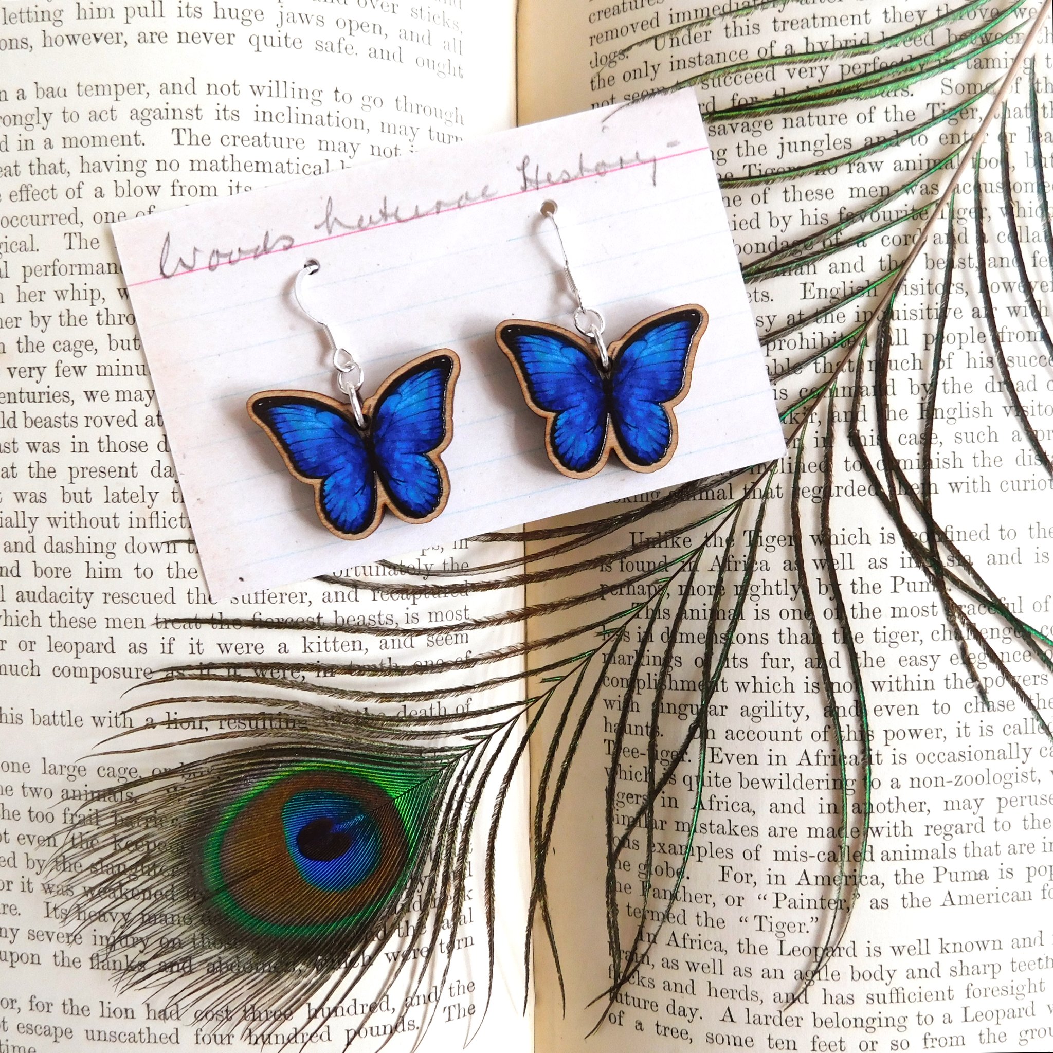 Lepidoptera Morpho Butterfly Earrings 14.50 1
