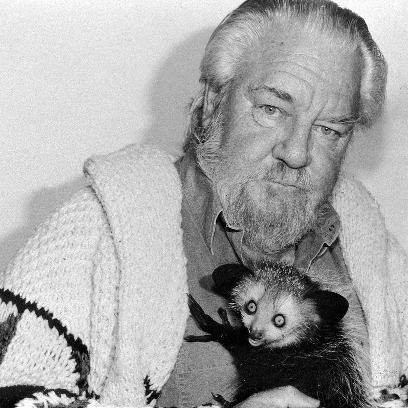 16. Gerald Durrell With A Wild Caught Aye Aye After Expedition To Madagascar, 1991. Credit Quentin Bloxam