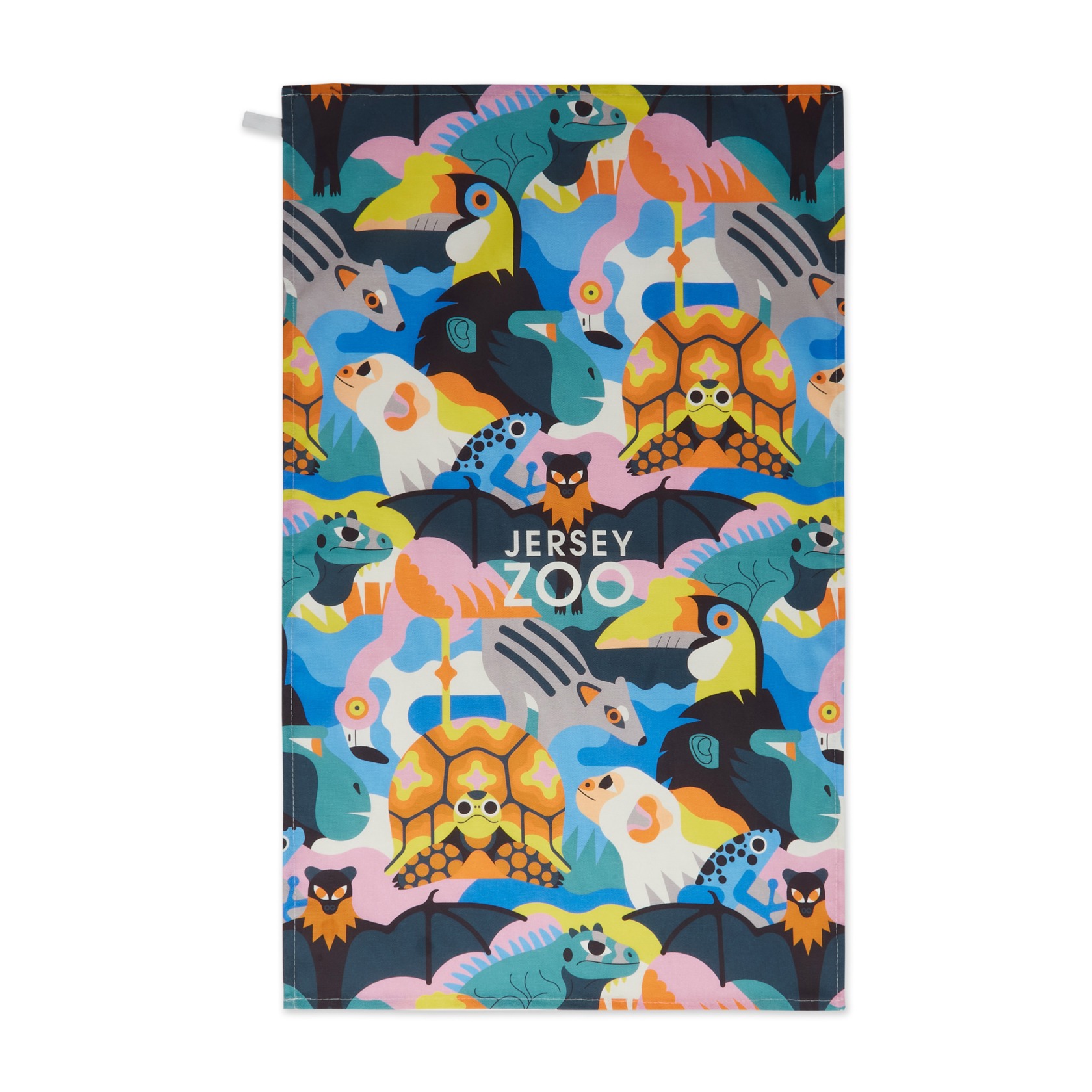 Jersey Zoo Pattern Tea Towel