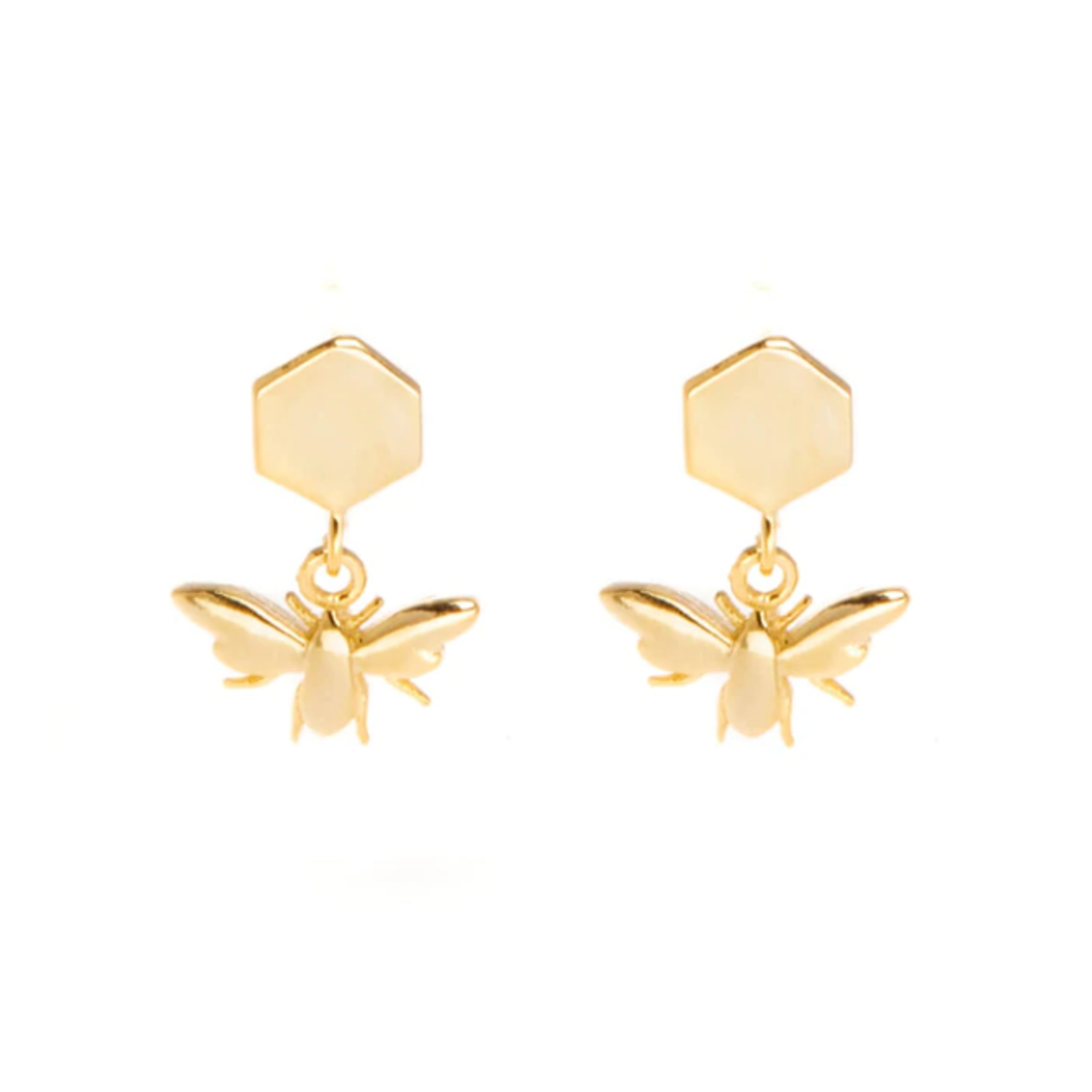 Bees Gold Plated Stud Earrings