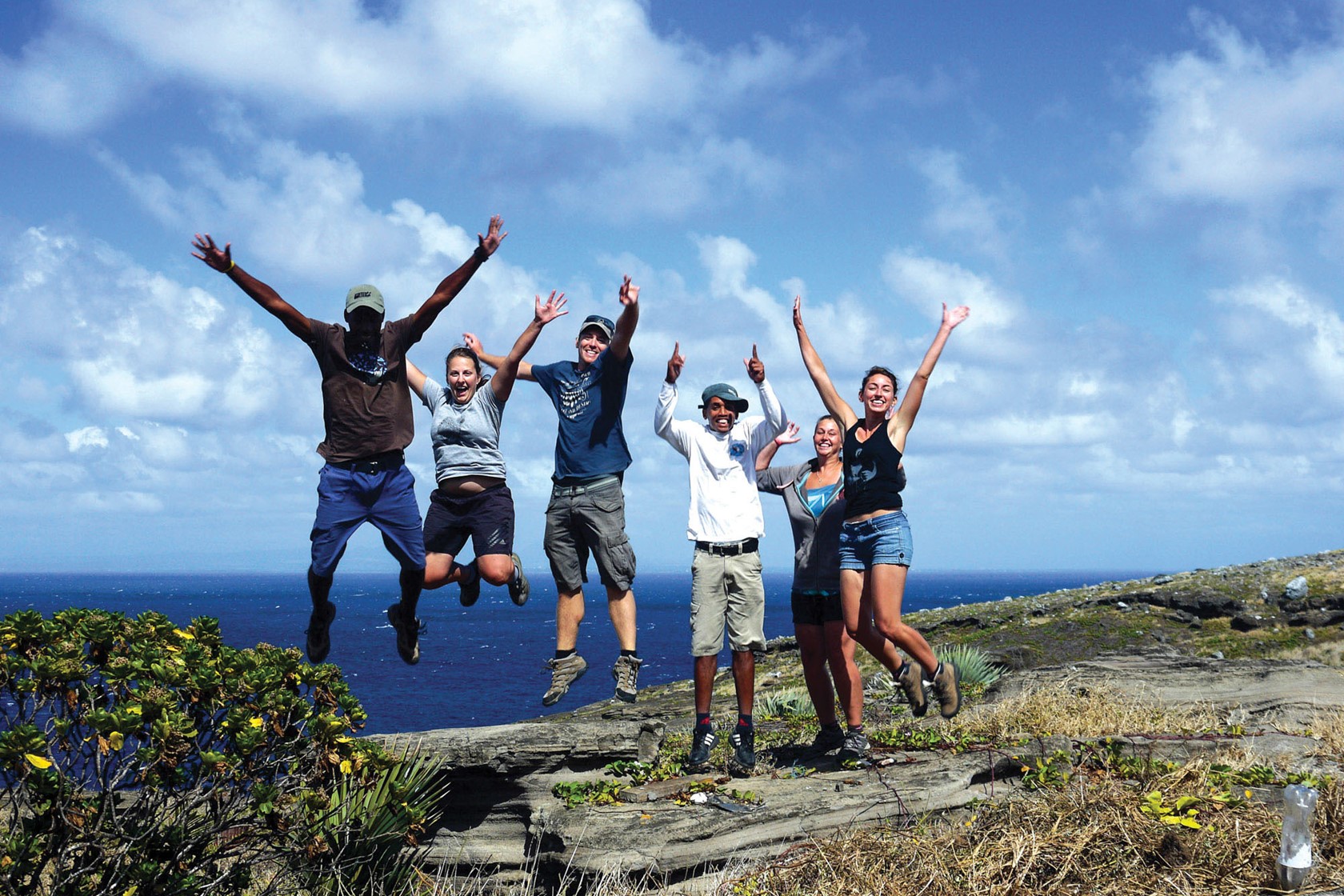 Durrell conservation team in Mauritius jump for joy